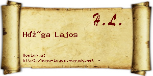 Hága Lajos névjegykártya